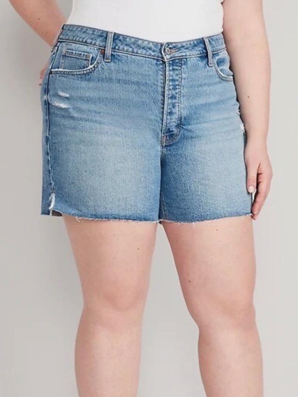 Old Navy NWT Classic High-Rise Medium Wash Blue Denim Button Fly 5” Shorts